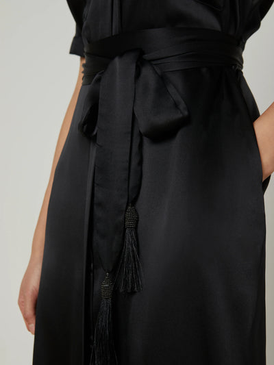 Klement Dress with Tassel Belt Black-L'Agence-Tocca Finita