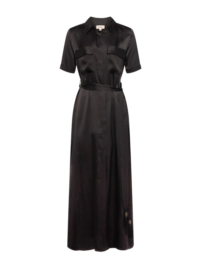 Klement Dress with Tassel Belt Black-L&