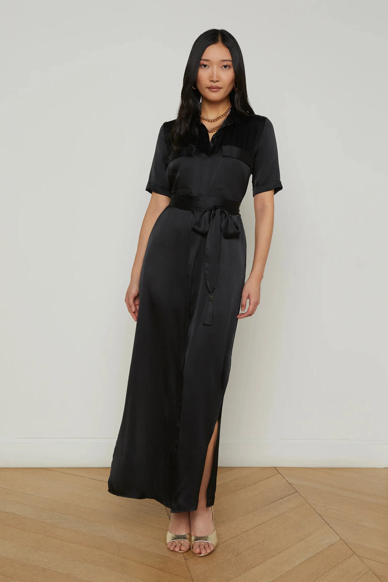 Klement Dress with Tassel Belt Black-L&