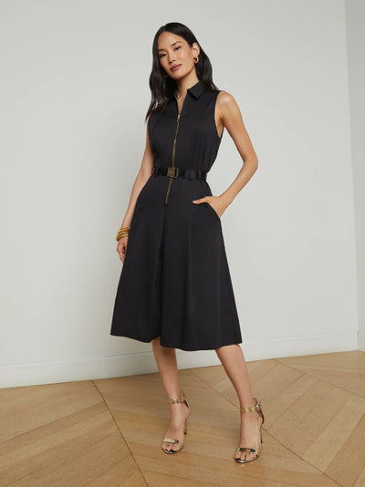 Kylo Belted Shirt Dress In Black