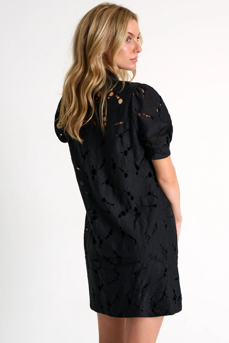 Lace Puff Sleeve Dress In Black-Shan-Tocca Finita