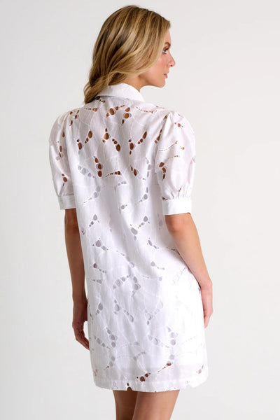 Lace Puff Sleeve Dress In White-Shan-Tocca Finita