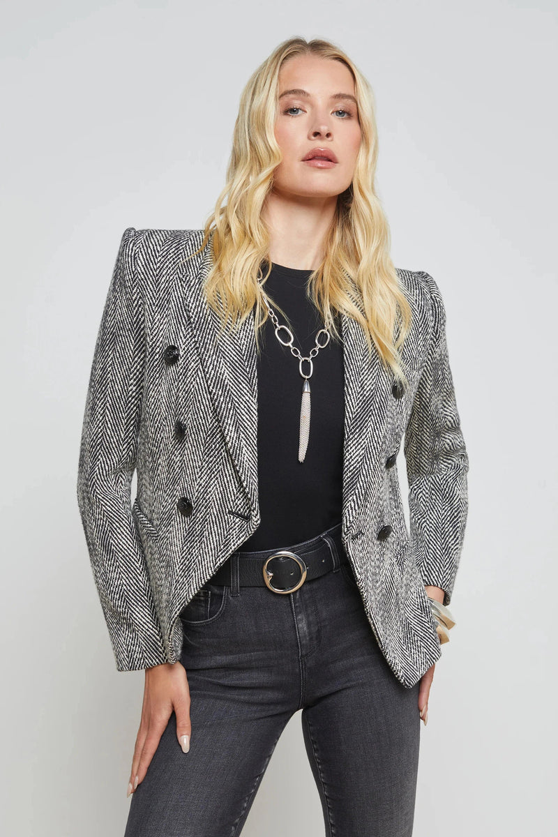 Marie DB Blazer Black/White Tweed-L&