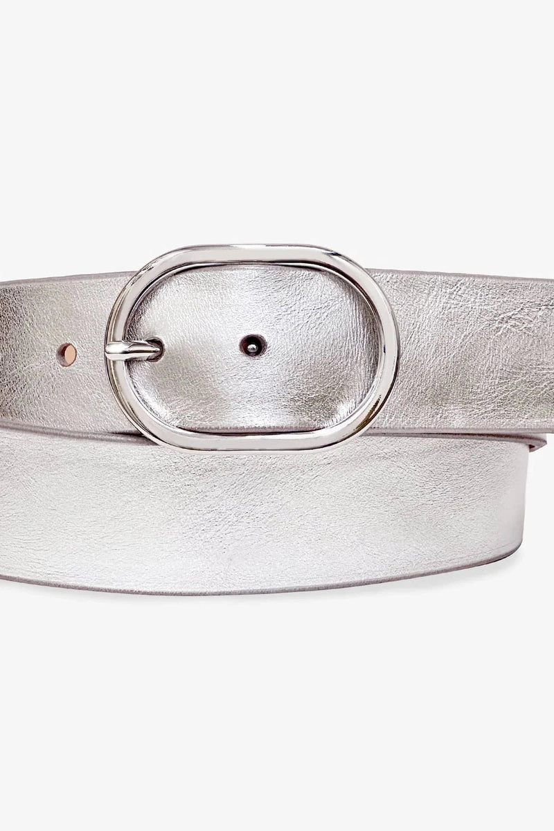 Medora Belt In Metallic Silver-Brave Leather-Tocca Finita