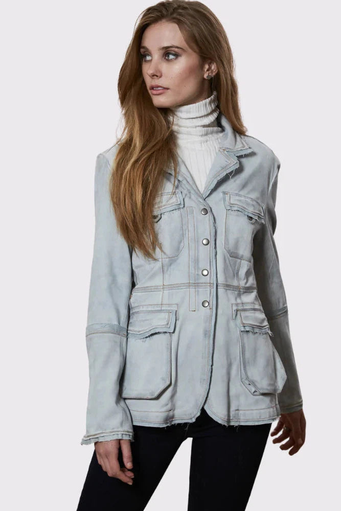 Meryl Waxed Suede Jacket Cloud-Jakett Ny-Tocca Finita