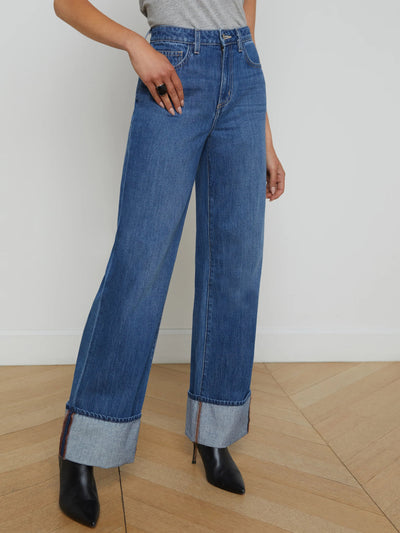 Miley Cuffed Wide Leg Jeans-L'Agence-Tocca Finita