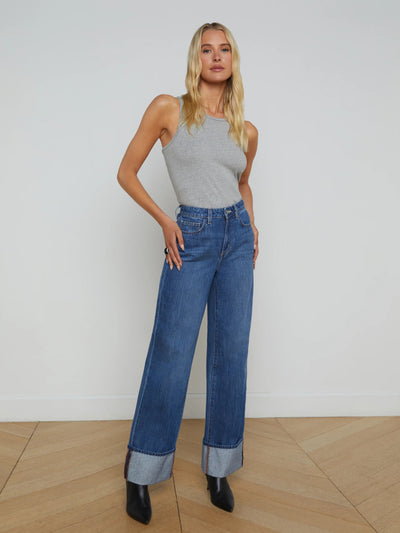 Miley Cuffed Wide Leg Jeans-L'Agence-Tocca Finita