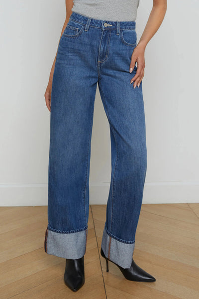 Miley Cuffed Wide Leg Jeans-L'Agence-Tocca Finita