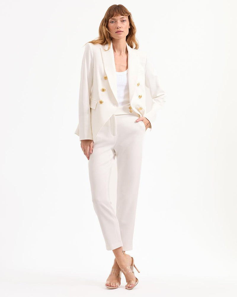 Miller Dickey Jacket In White With Gold Buttons-Veronica Beard-Tocca Finita