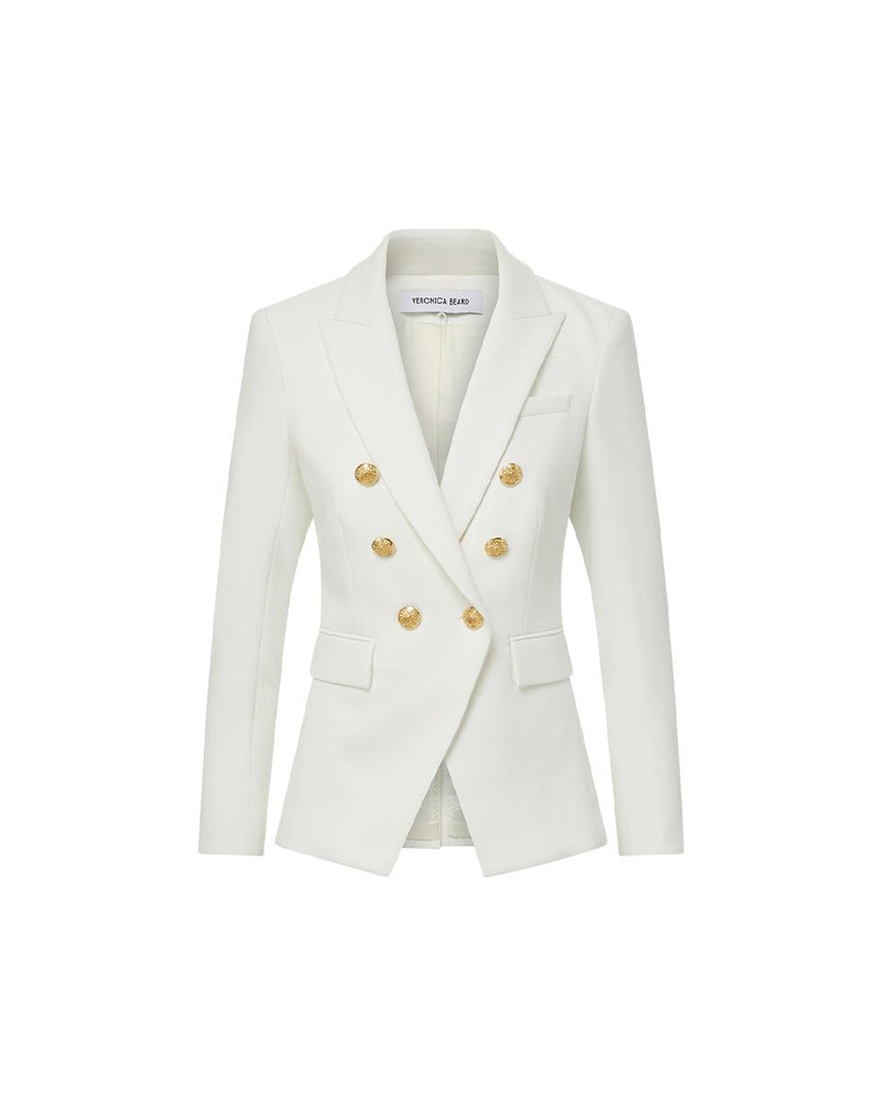 Miller Dickey Jacket In White With Gold Buttons-Veronica Beard-Tocca Finita