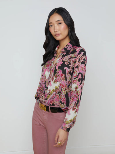 Nina Silk Blouse in Burnt Paisley-L'Agence-Tocca Finita