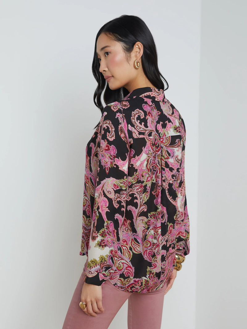 Nina Silk Blouse in Burnt Paisley-L&