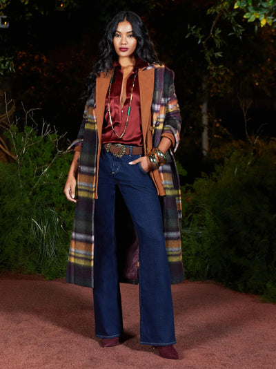 Olina Belted Long Coat In Plaid-L'Agence-Tocca Finita