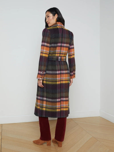 Olina Belted Long Coat In Plaid-L'Agence-Tocca Finita