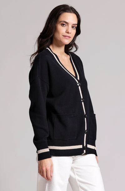 Oversized Cardi in Black/White-Mini Rose-Tocca Finita