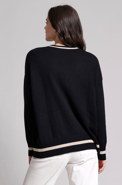 Oversized Cardi in Black/White-Mini Rose-Tocca Finita