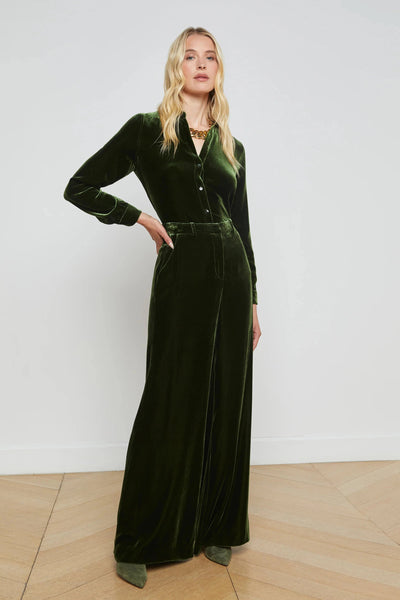 Pilar Wide Leg Pant In Deep Olive-L'Agence-Tocca Finita