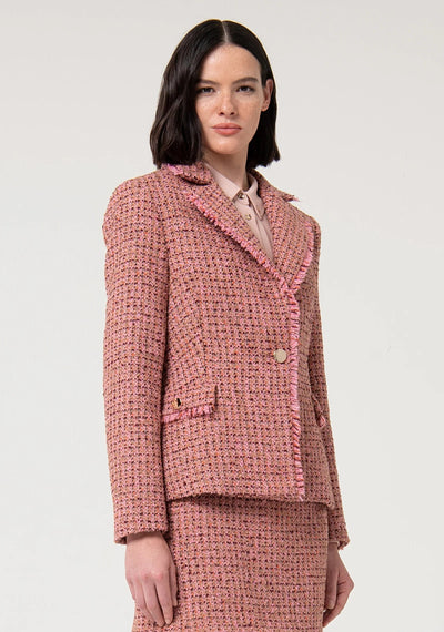 Pink Tweed Double Breasted Blazer-Fracomina-Tocca Finita