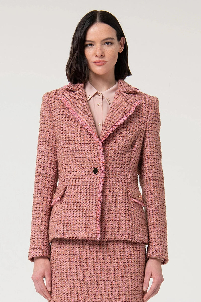 Pink Tweed Double Breasted Blazer-Fracomina-Tocca Finita