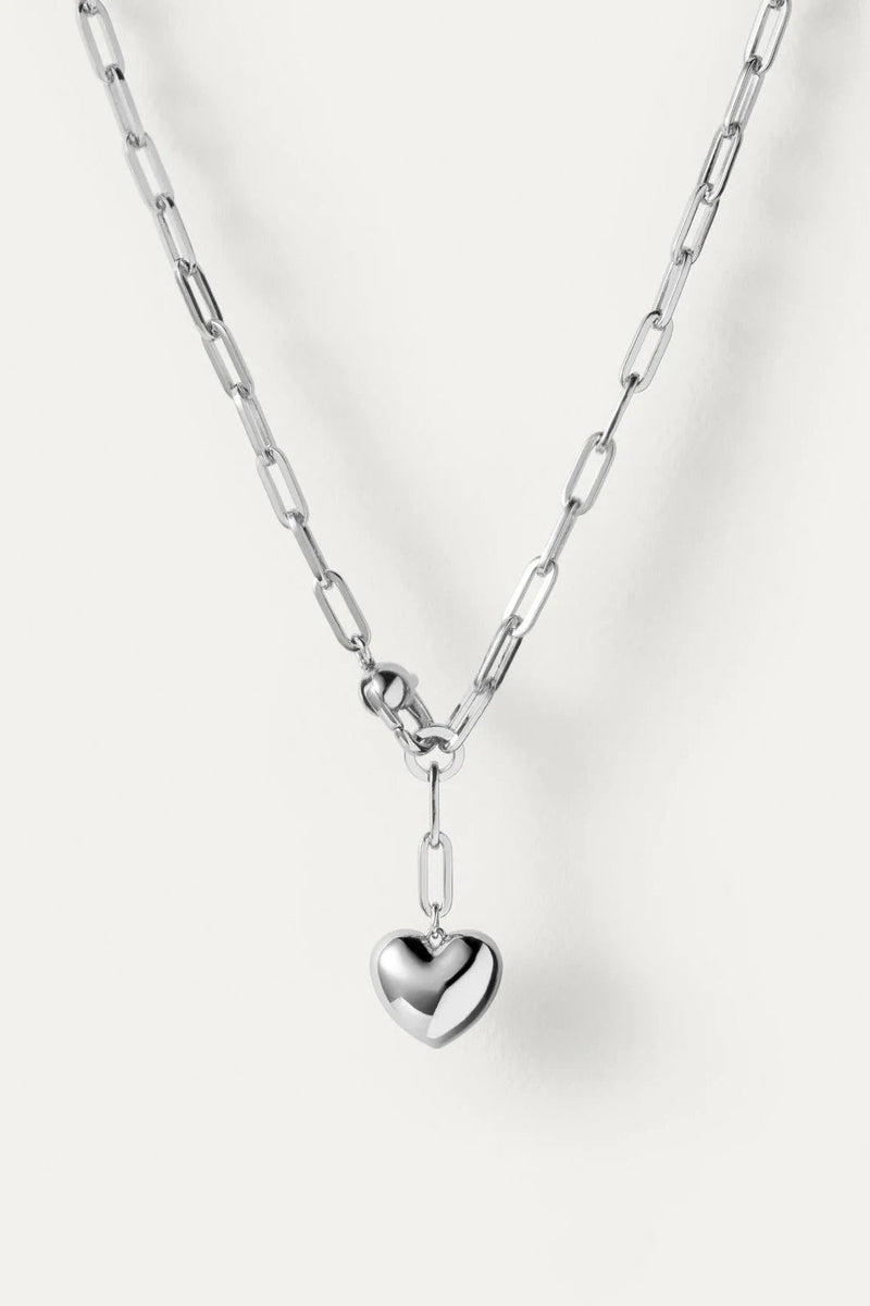 Puffy Heart Chain Silver Necklace-Jenny Bird-Tocca Finita