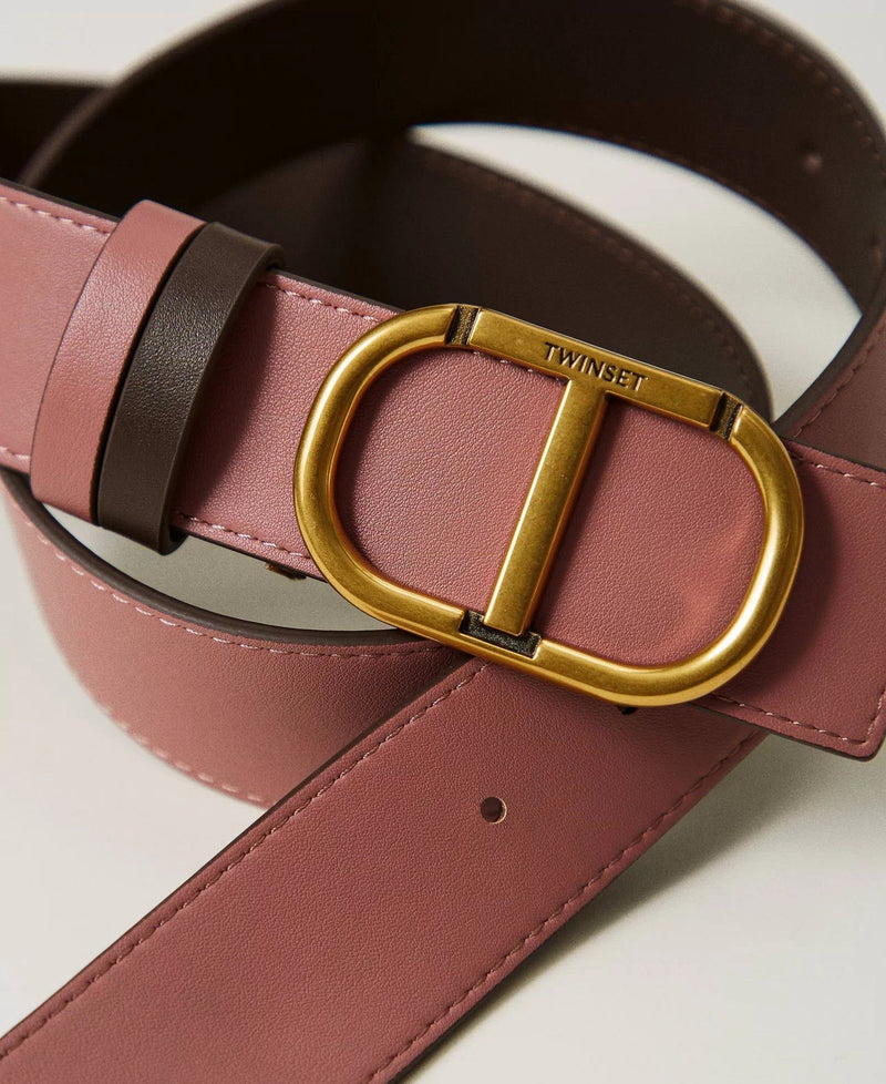 Reversible Leather Belt in Coffee/ Chocolate-TWINSET-Tocca Finita