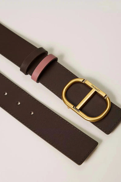 Reversible Leather Belt in Coffee/ Chocolate-TWINSET-Tocca Finita