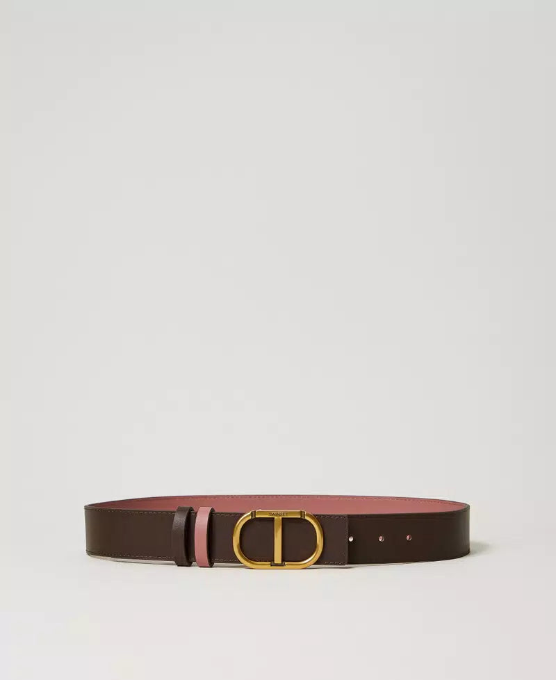 Reversible Leather Belt in Coffee/ Chocolate-TWINSET-Tocca Finita