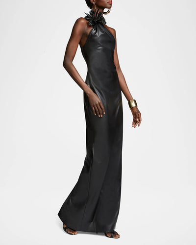 Rhia Gown in Faux Leather-Halston-Tocca Finita