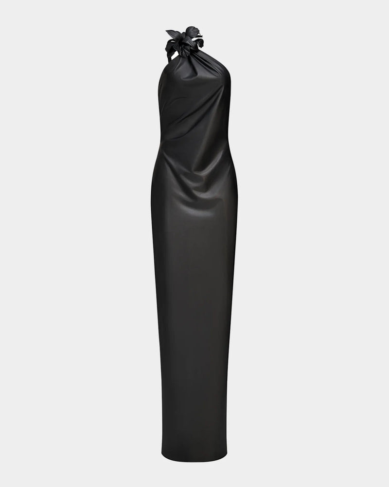 Rhia Gown in Faux Leather-Halston-Tocca Finita