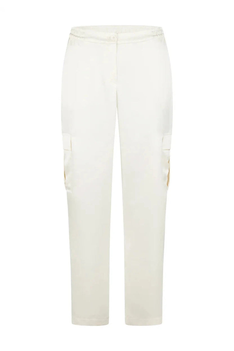 Satin Cargo Trouser in Creme-Marc Aurel-Tocca Finita