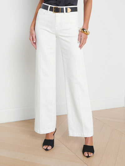 Scottie Wide Leg White Denim-L'Agence-Tocca Finita