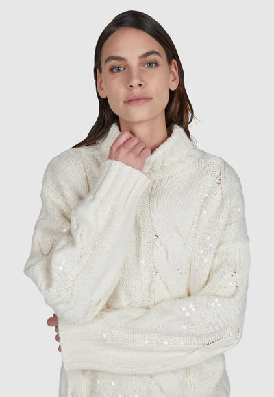 Sequins Sweater In Cream-Marc Aurel-Tocca Finita