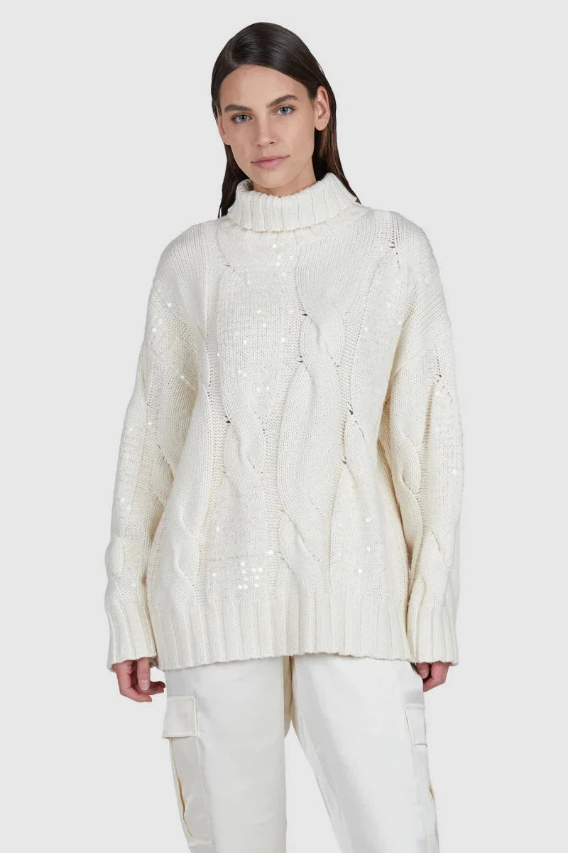 Sequins Sweater In Cream-Marc Aurel-Tocca Finita