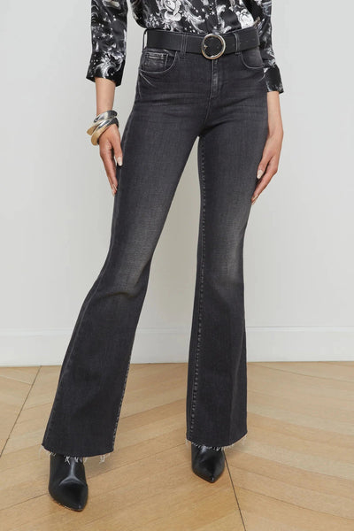 Sera Seaker Flare Denim In Obsidian-L'Agence-Tocca Finita