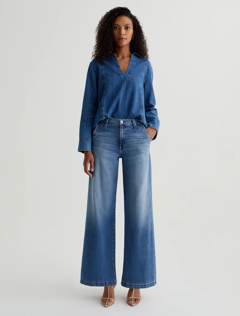 Stella Low Slung Palazzo in Nautical Mile Jeans-AG Jeans-Tocca Finita