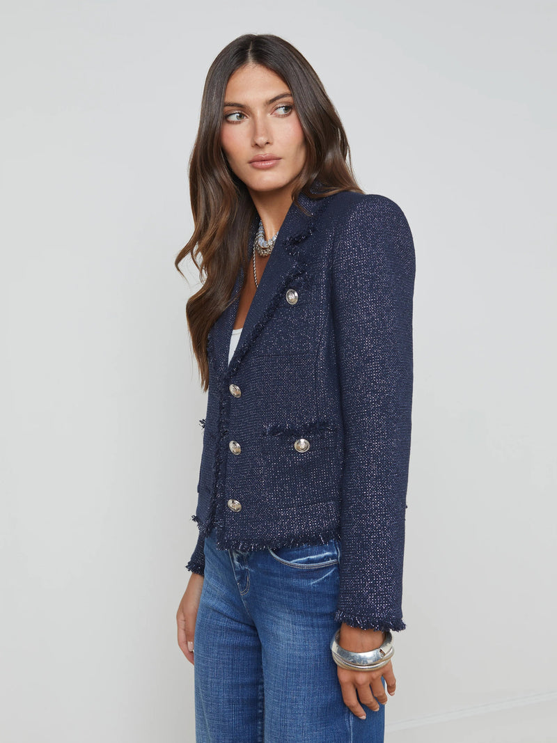 Sylvia Collared Jacket In Midnight-L&