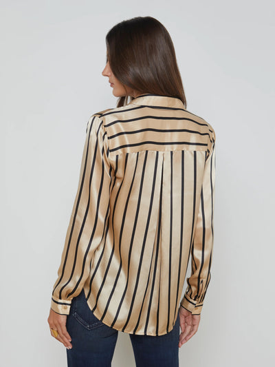 Tyler Blouse In Almond Stripe-L'Agence-Tocca Finita