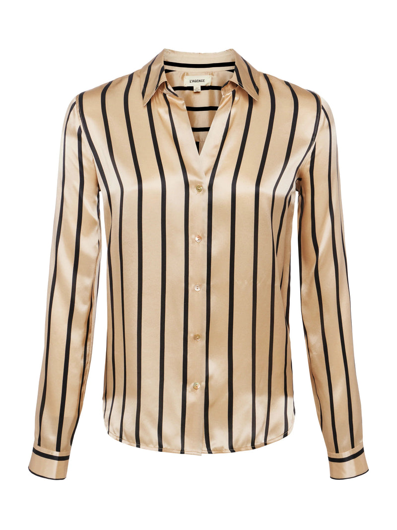 Tyler Blouse In Almond Stripe-L&