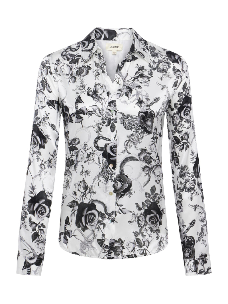 Tyler Blouse In White Baroque Floral-L&