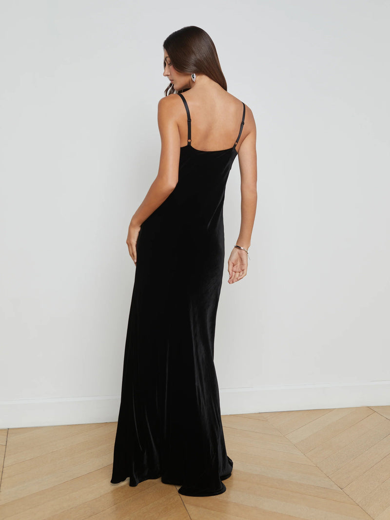 Venice Cowl Lace Gown In Black-L&