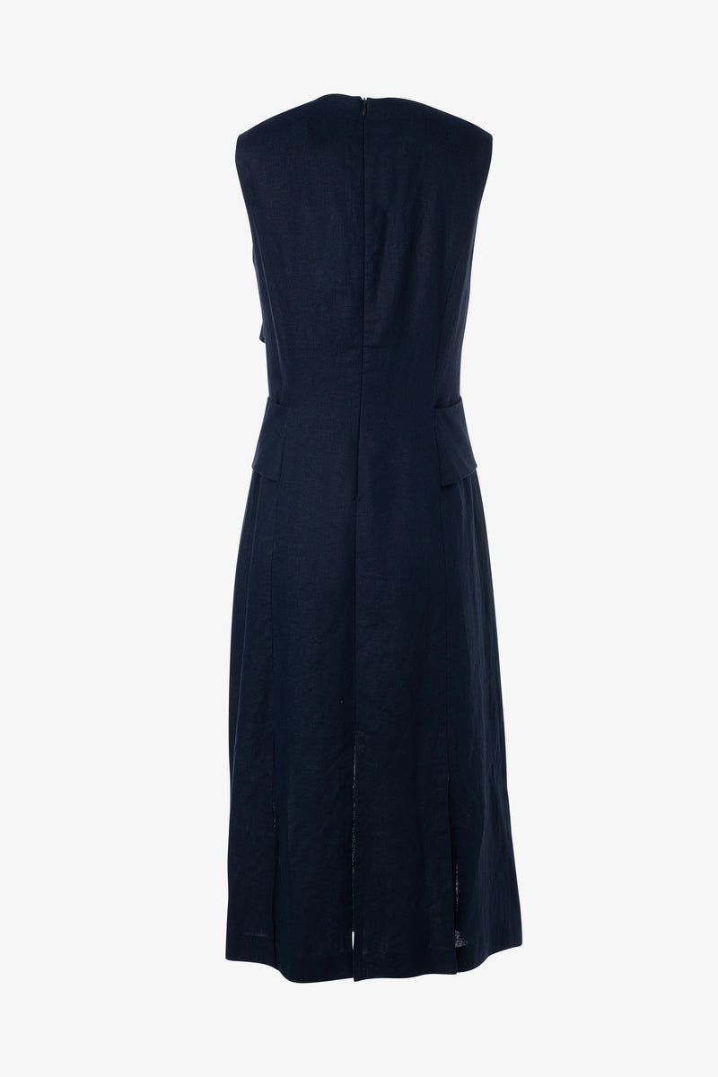 Waist Crossover Dress in Navy-Iris Setlakwe-Tocca Finita