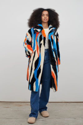 Katrina Faux Fur Multi-Stripe by Jakke-Jakke-Tocca Finita